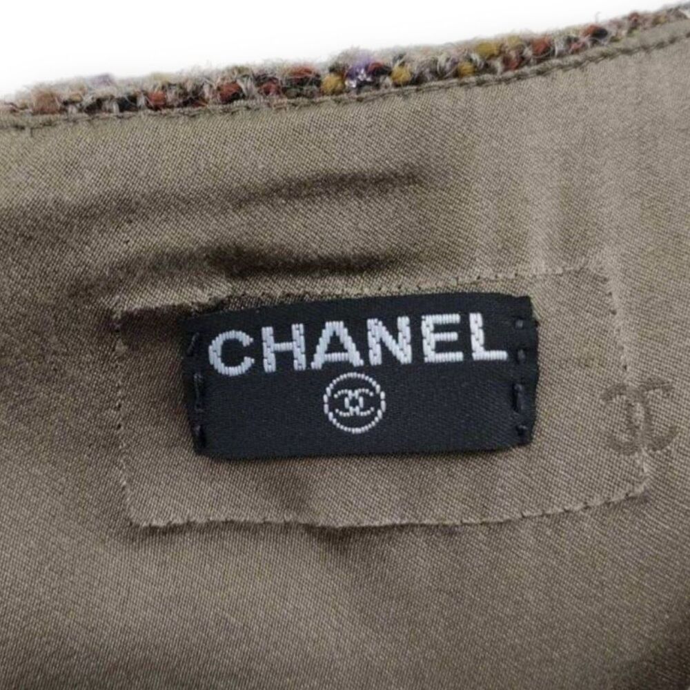 Chanel Iconic Tweed Skirt Vintage Y2K Brown Metallic Pencil Skirt Size 6 EUC - Picture 8 of 11